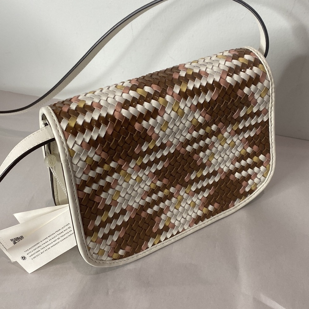 Tory Burch Britten Woven Small Saddle Bag - Picture 3 of 8